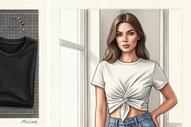 Переделка базовой футболки: режем, завязываем и создаем трендовый топ - 3