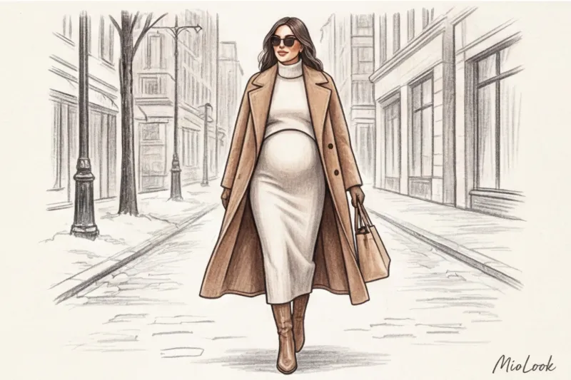 Зимняя капсула для будущих мам: тепло, уют и свобода движений - 8