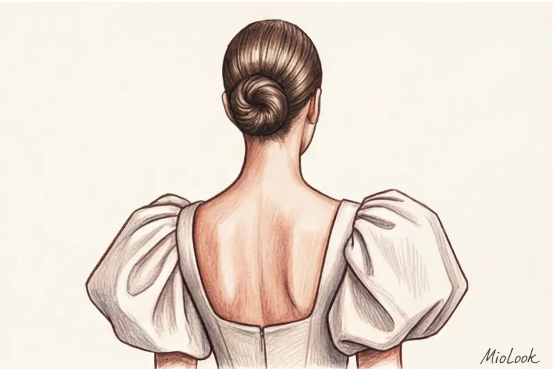 Прически к платью с пышными рукавами: как не перегрузить силуэт - 7