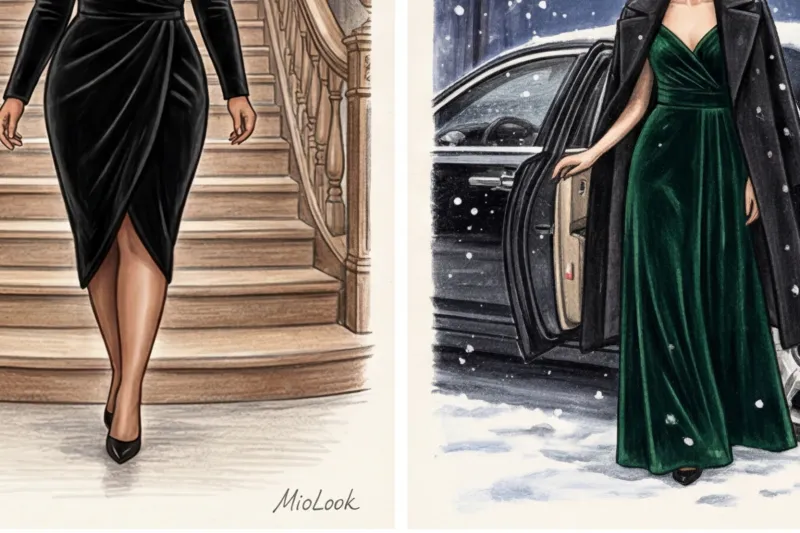 Бархатные закрытые платья: роскошный тренд для зимних торжеств - 8