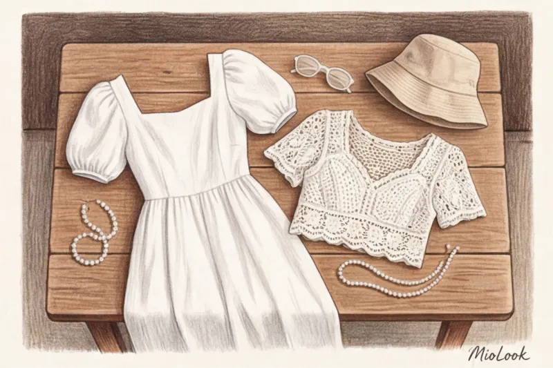 Летняя капсула в стиле Cottagecore: льняные платья, кружево и панамы - 2