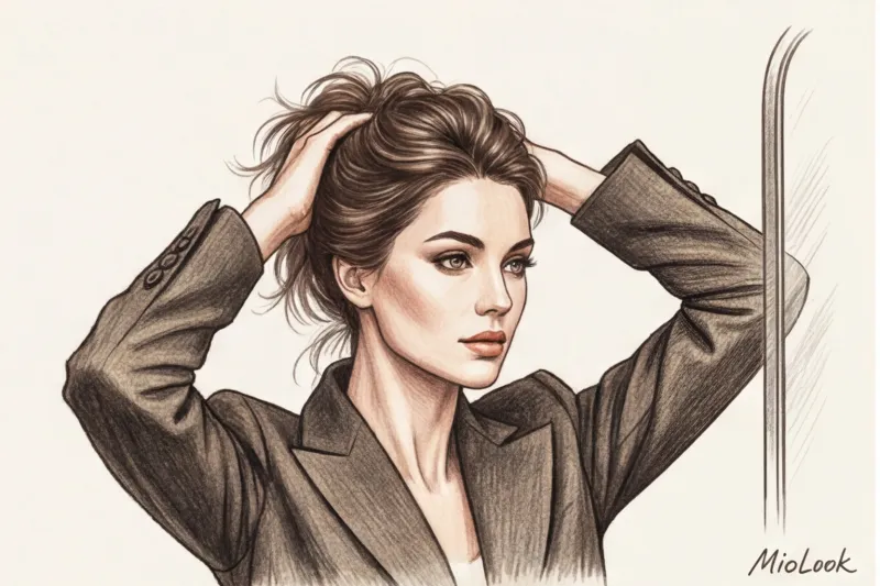 Офисный шик: женские прически под рубашку с воротником и пиджак - 4