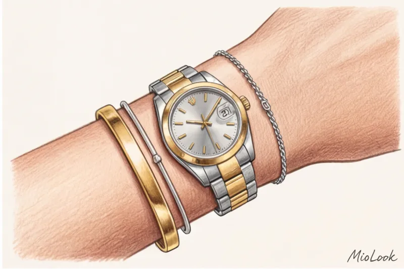 Как стильно носить часы с браслетами на одной руке - 3
