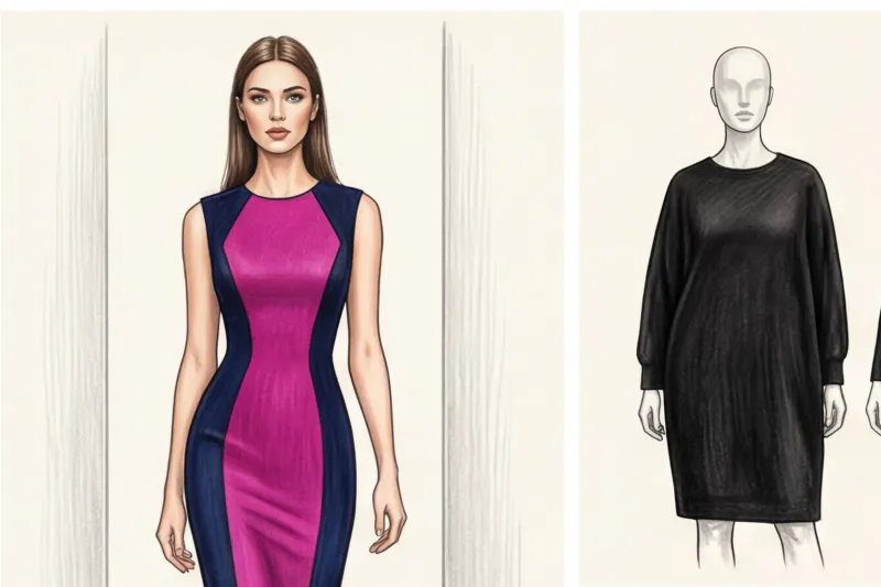 Color blocking in clothing: figure correction with color