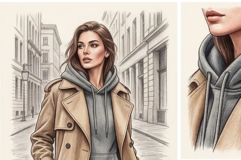 Women's trench coat with a hoodie: how to wear it without looking like a cabbage