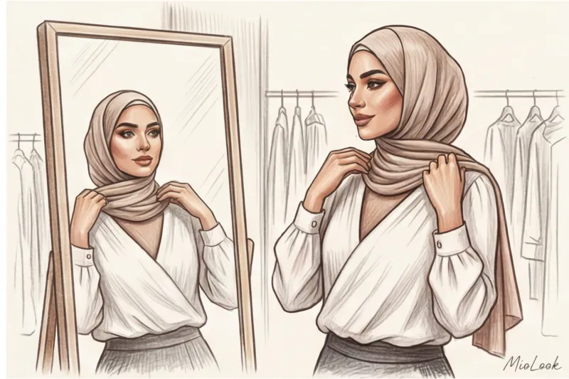 Как завязывать хиджаб для круглого лица: визуальная коррекция формы - 6