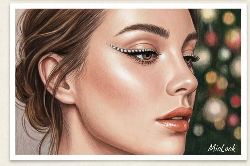 Новогодний макияж: идеи с блестками, глиттером и стразами - 7