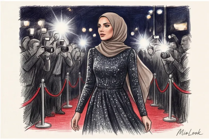 Хиджаб под вечернее платье: выбор ткани для торжественных образов - 9