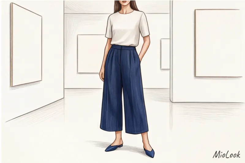 Широкие летние брюки: с чем носить палаццо и кюлоты в скромных образах - 9