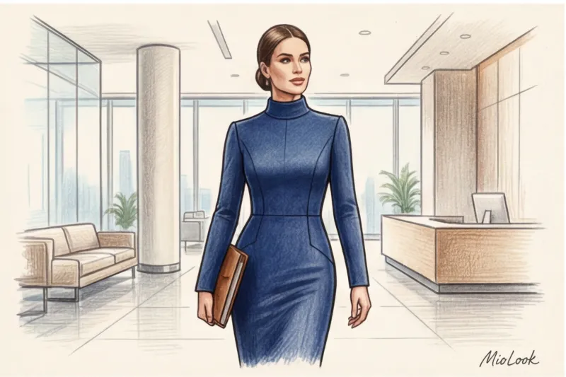 Closed office dresses: stylish modest fashion styles