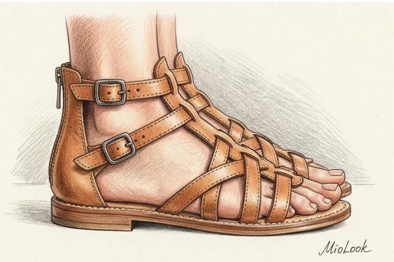 Gladiator sandals: what they are, types, and what to wear them with
