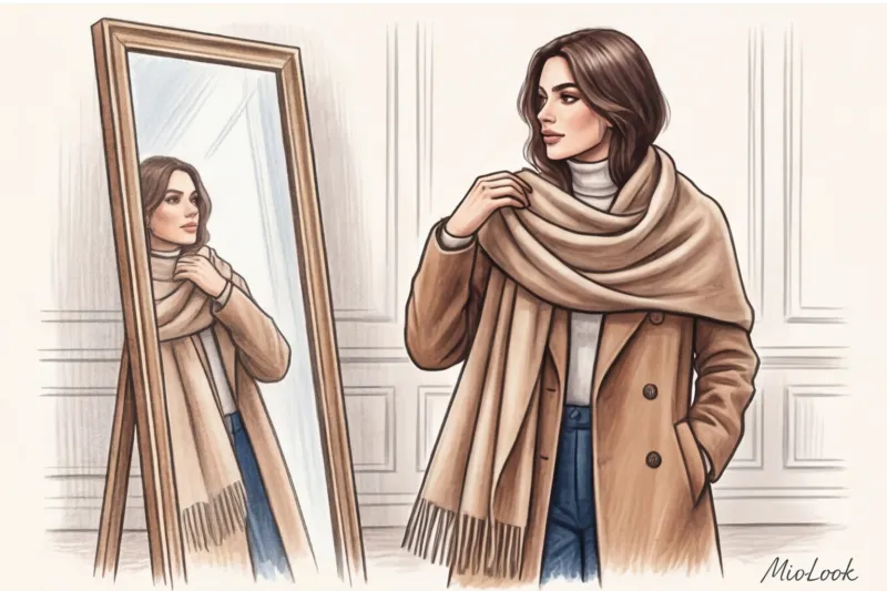 Объемные шарфы и палантины: как носить, чтобы не нарушить пропорции - 8