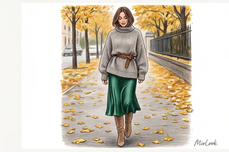 Платье-комбинация осенью и зимой: секреты теплых многослойных образов - 4