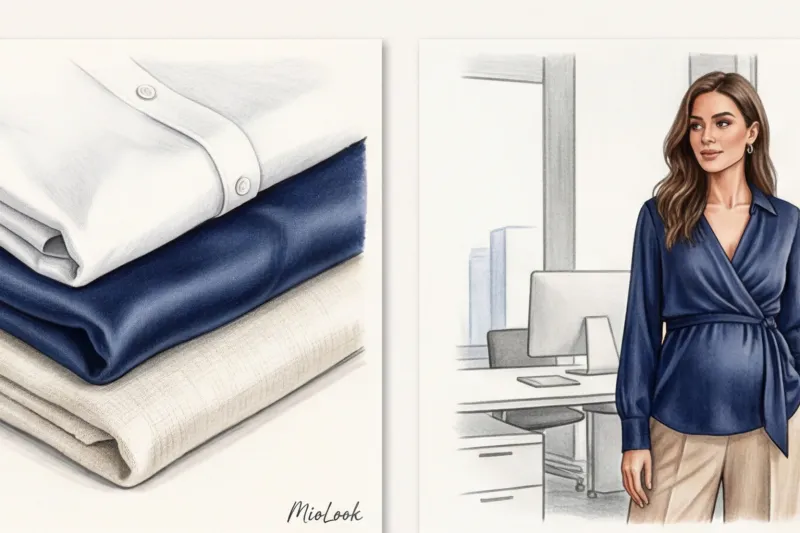 Офисные блузки и рубашки для беременных: обзор удобных фасонов - 2