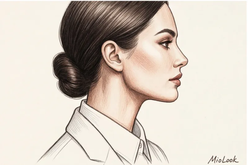 Офисный шик: женские прически под рубашку с воротником и пиджак - 7