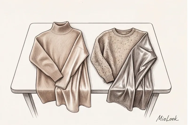 Игра на контрастах: как стильно сочетать нежный шелк с объемным трикотажем - 4