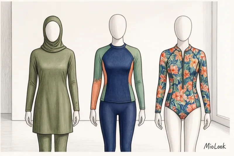 Скромная пляжная мода: стильные буркини и закрытые купальники - 9