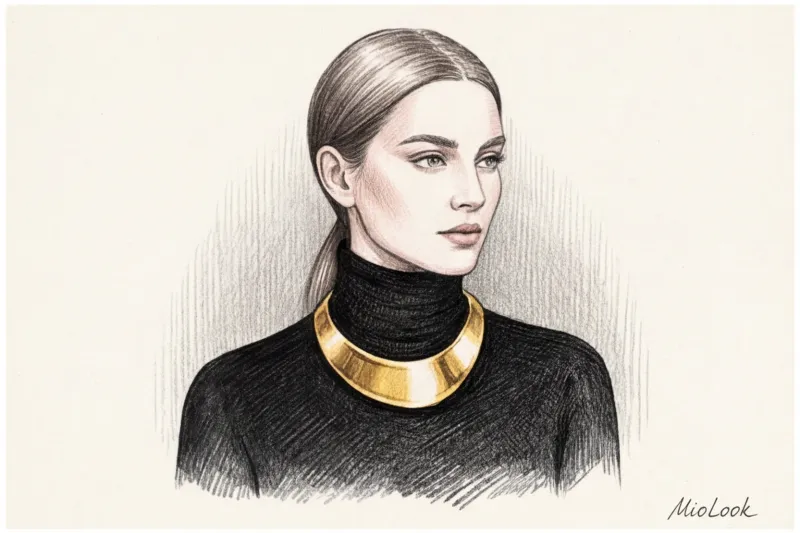 Какие украшения носить с водолазкой и объемным свитером - 8