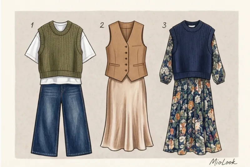 С чем носить вязаный жилет: идеи многослойных образов на каждый день - 3