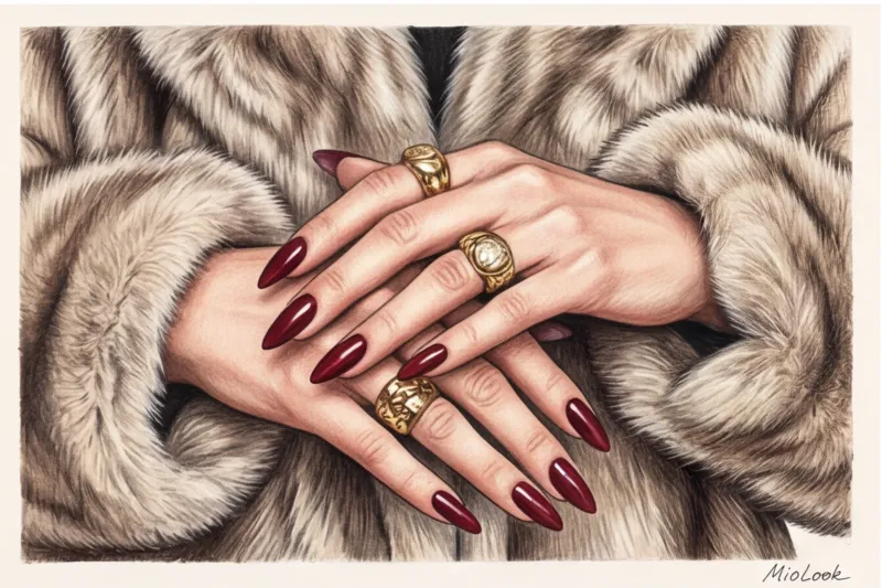 Маникюр mob wife: френч, красные оттенки и длина