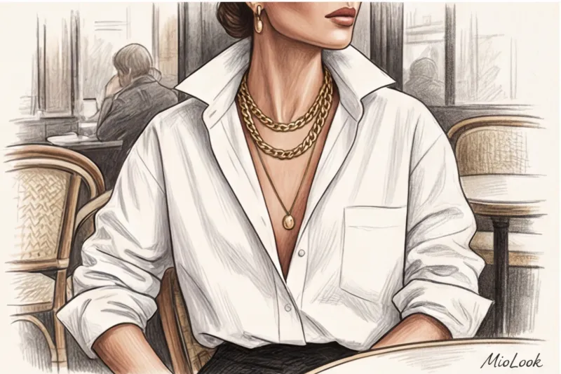 Обычная белая рубашка: вечерняя стилизация с помощью украшений и поясов - 7