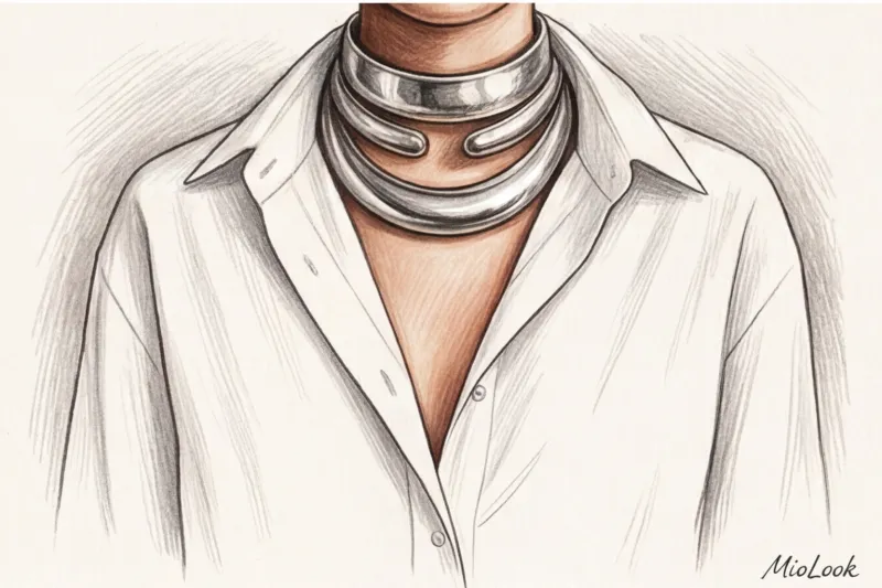 Обычная белая рубашка: вечерняя стилизация с помощью украшений и поясов - 8