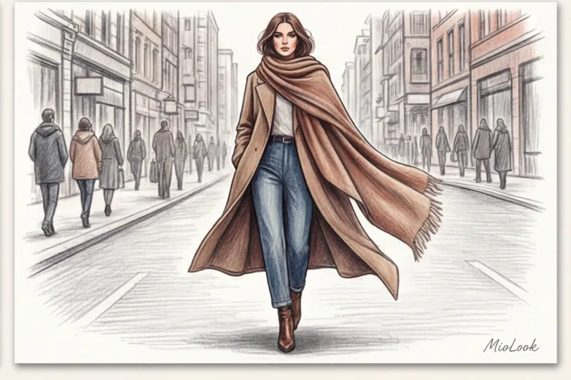 Шарф-плед: как стилизовать объемный оверсайз-шарф - 8