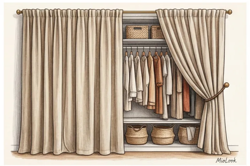 Двери для гардеробной: раздвижные, распашные или шторы? - 5