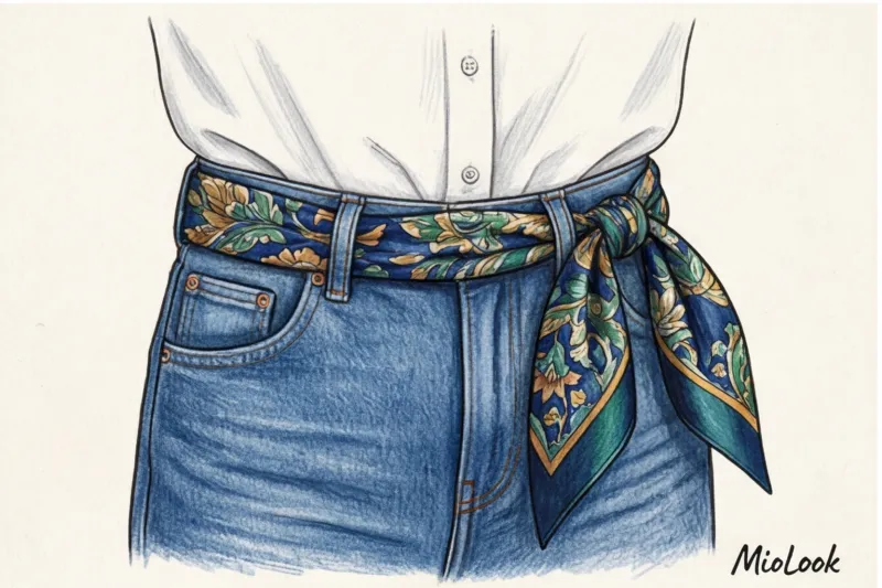 Платок вместо ремня: как стильно носить аксессуар с джинсами и брюками - 7