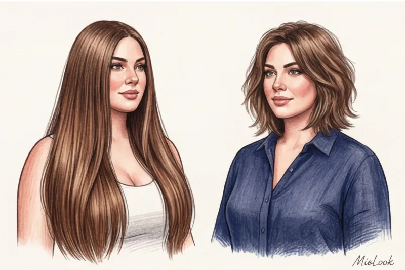 Стрижки и укладки для девушек с большой грудью и фигурой «яблоко» - 8