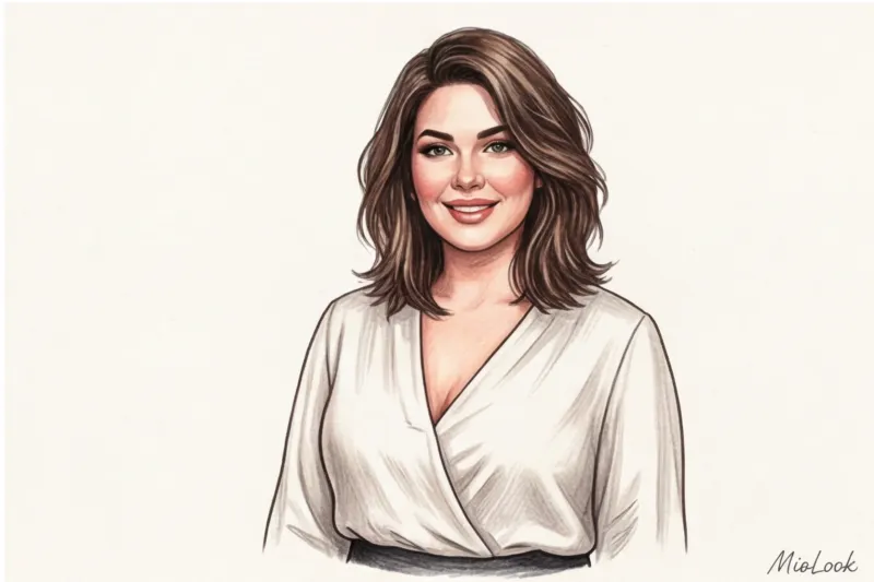 Стрижки и укладки для девушек с большой грудью и фигурой «яблоко» - 9