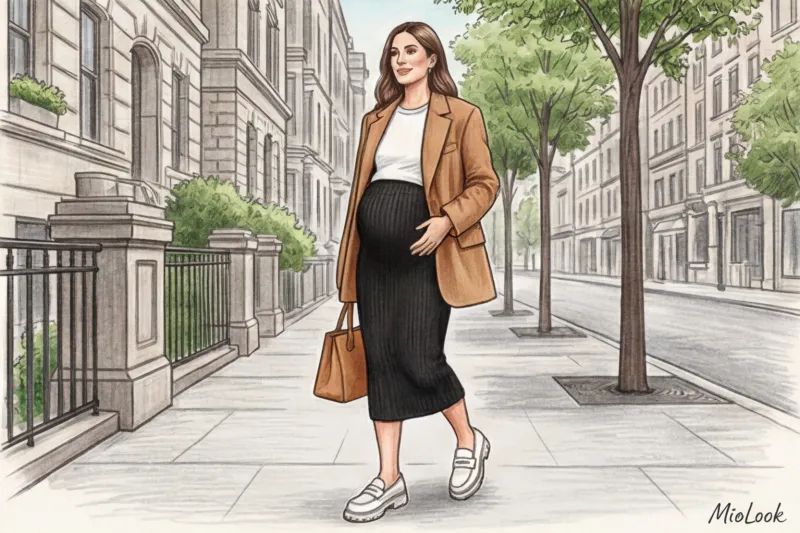 Как стилизовать добеременные юбки с растущим животом - 5