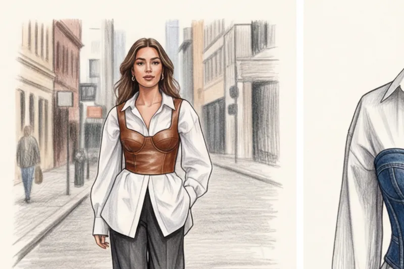 Як носити корсет поверх сорочки: тренд на багатошаровість