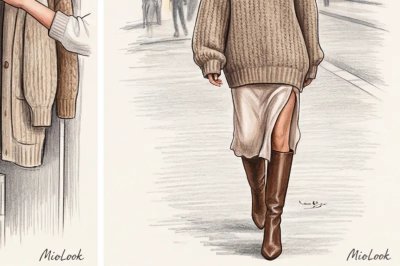 Игра на контрастах: как стильно сочетать кожу, шелк и грубую вязку - 9