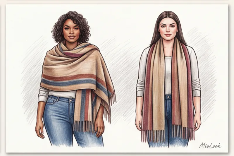 Шарф-плед: как стилизовать объемный оверсайз-шарф - 5