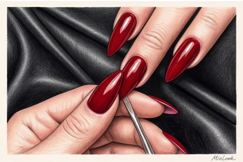 Маникюр в стиле Mob Wife: френч, красные оттенки и экстремальная длина - 2