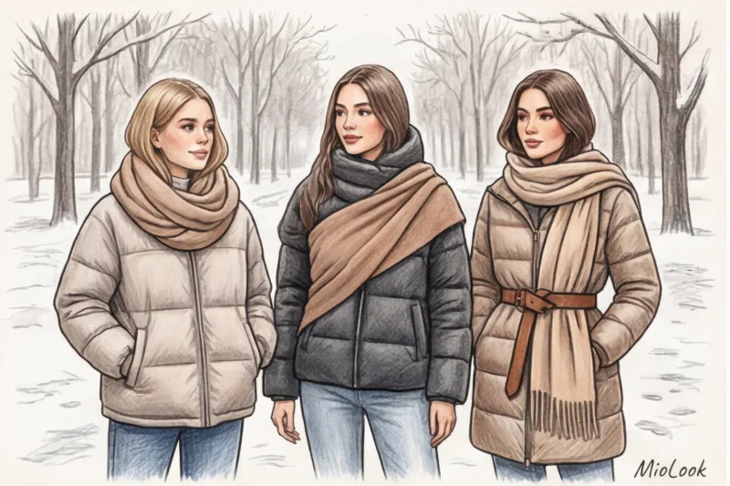 Как носить шарф с пуховиком и курткой: секреты стильных многослойных образов - 4