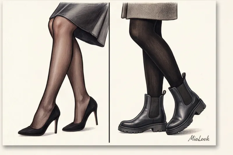 Сложный выбор: черные или телесные колготки? Правила сочетания с обувью - 9