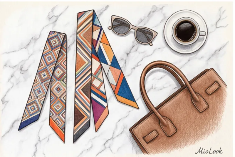 Платок твилли: 7 оригинальных способов использовать узкую ленту в образе - 7