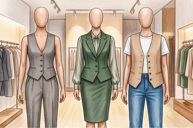 Вязаные и костюмные жилеты: главный элемент многослойного гардероба - 2