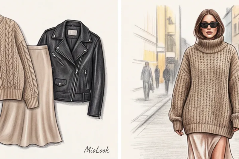 Игра на контрастах: как стильно сочетать кожу, шелк и грубую вязку - 2