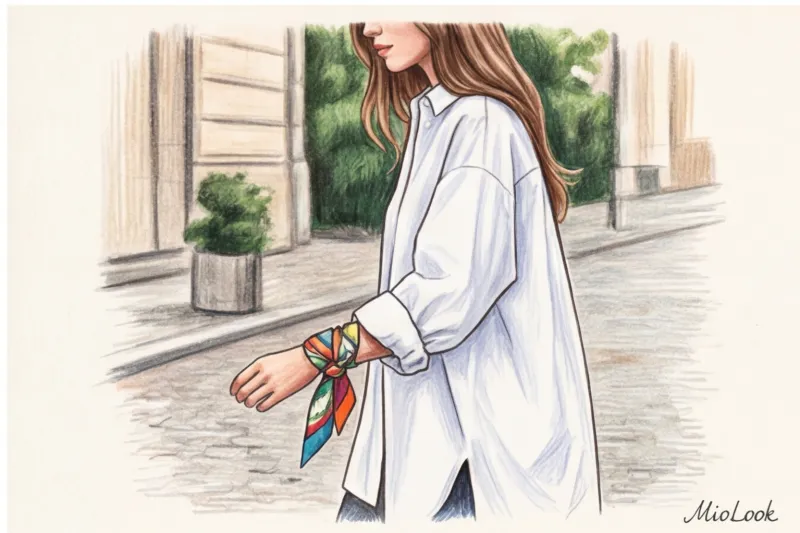 Платок твилли: 7 оригинальных способов использовать узкую ленту в образе - 9