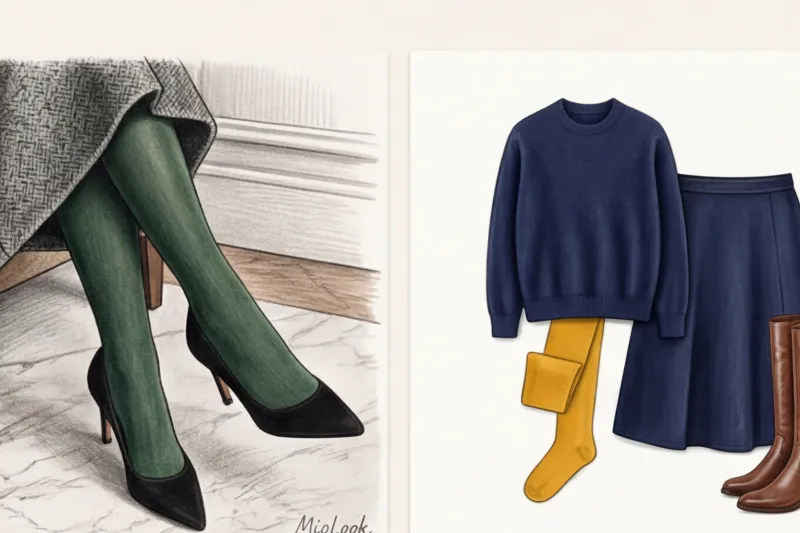 С чем носить цветные колготки: стильные образы без эффекта «детского сада» - 2