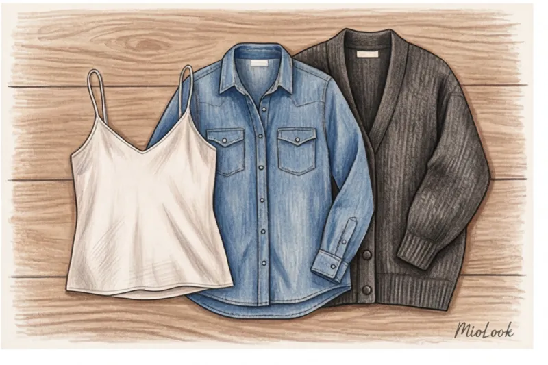 Сочетание фактур в многослойности: шелк, гладкая кожа, грубая шерсть и деним - 9