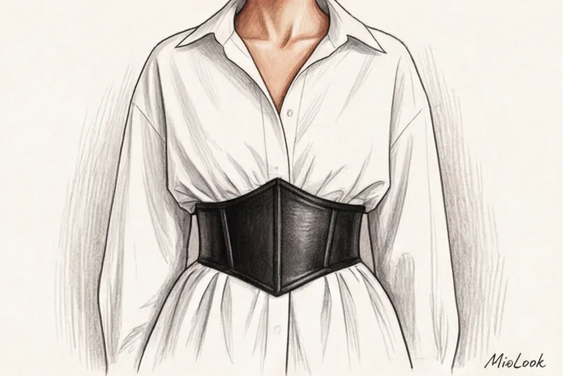 Обычная белая рубашка: вечерняя стилизация с помощью украшений и поясов - 4