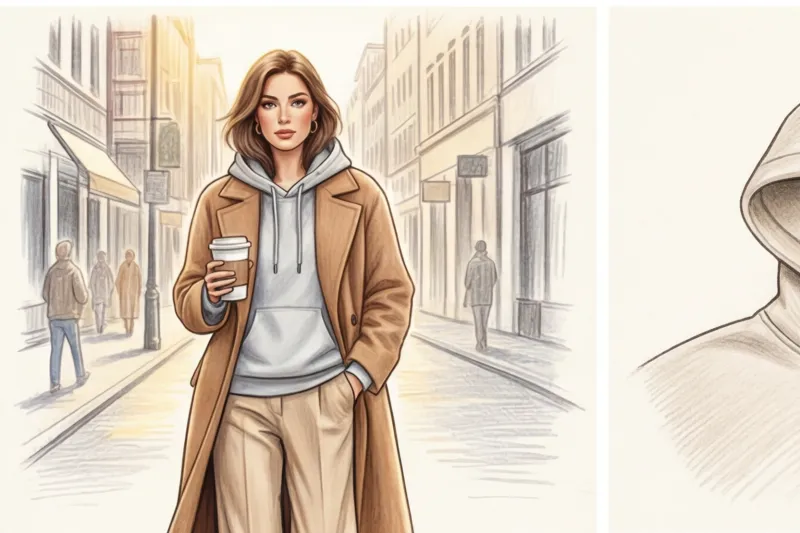 A hoodie with a jacket: the secrets of layering