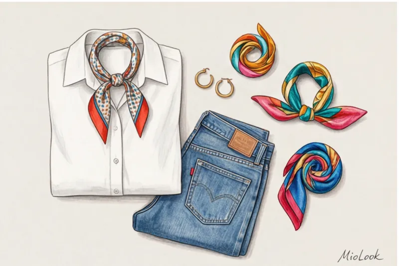 Французский шик: как носить маленький шейный платок (каре) - 7