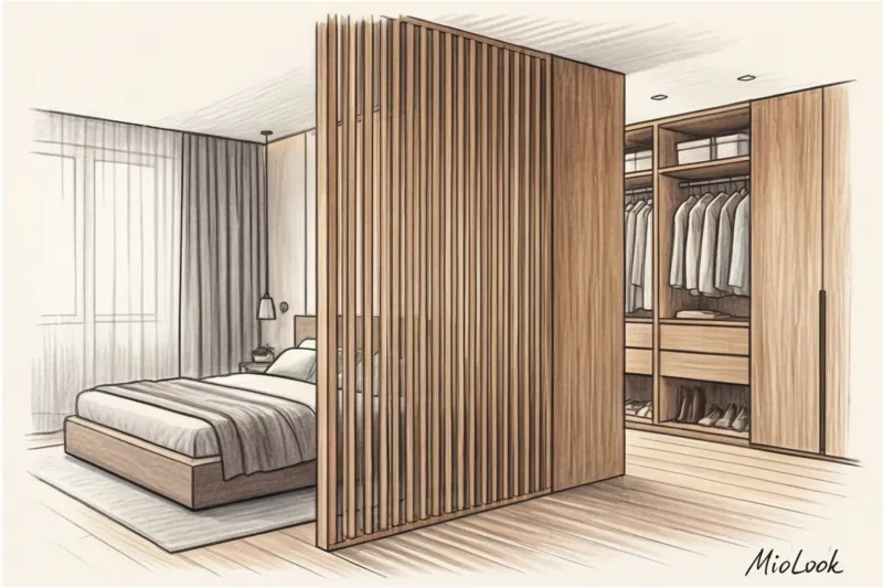Гардеробная в спальне: способы зонирования и планировки - 9