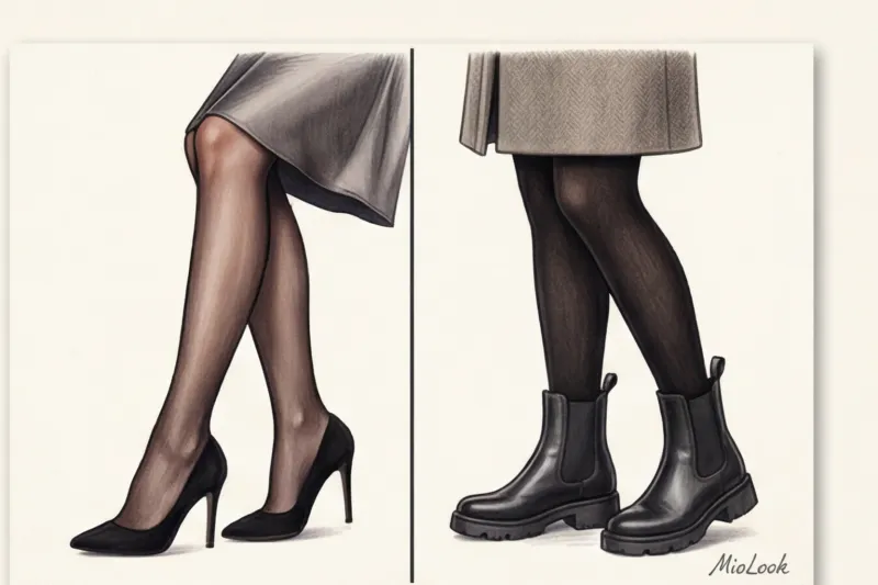 Сложный выбор: черные или телесные колготки? Правила сочетания с обувью - 3