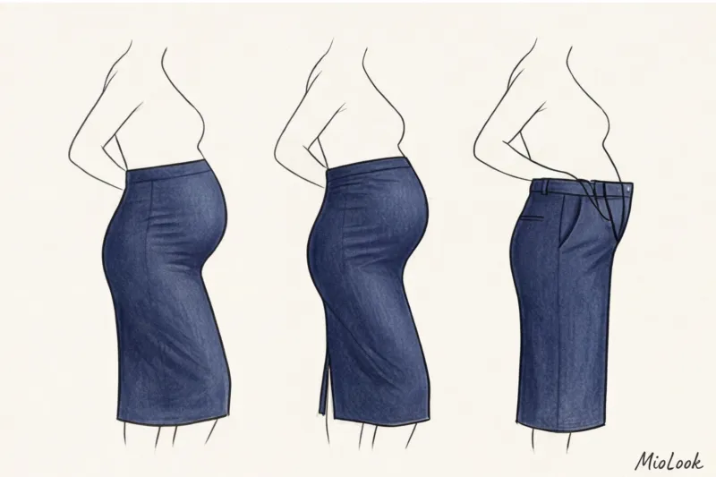 Как стилизовать добеременные юбки с растущим животом - 8